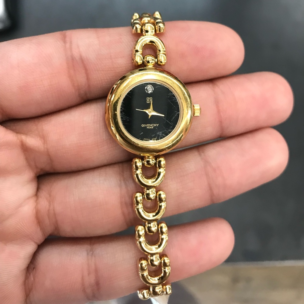 vintage Givenchy bracelet gold tone watch